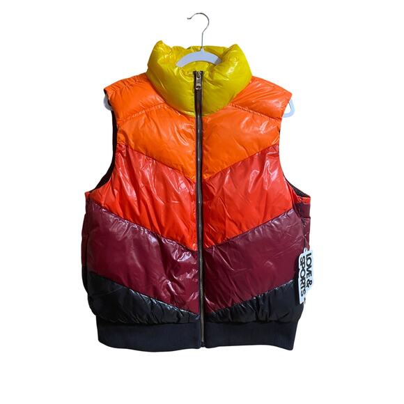Love and Sport Jackets & Blazers - Love And Sports Womens Puffer Vest Jacket Large 12-14 Yellow Orange Red New